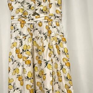 Lemon Print Strapless Dress